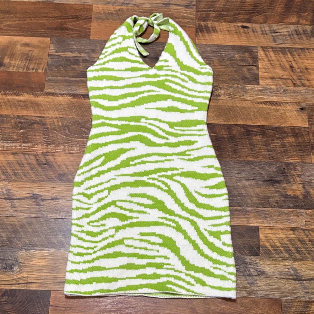 Princess Polly Green and‎ White Zebra Mini Dress
